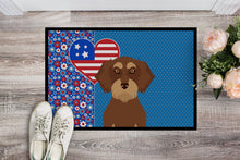 Load image into Gallery viewer, Wirehair Red and Tan Dachshund USA American Doormat - 24x36 Decorative Floor Mat – Indoor/Outdoor Rug with Artistic Flair