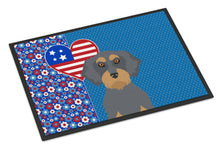 Load image into Gallery viewer, Wirehair Blue and Tan Dachshund USA American Doormat - 24x36 Decorative Floor Mat – Indoor/Outdoor Rug with Artistic Flair