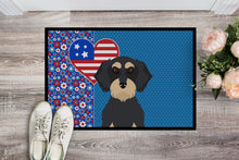 Load image into Gallery viewer, Wirehair Black and Cream Dachshund USA American Doormat - 24x36 Decorative Floor Mat – Indoor/Outdoor Rug with Artistic Flair
