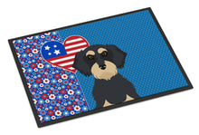 Load image into Gallery viewer, Wirehair Black and Cream Dachshund USA American Doormat - 24x36 Decorative Floor Mat – Indoor/Outdoor Rug with Artistic Flair
