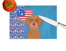 Load image into Gallery viewer, Wirehair Red Dachshund USA American Glass Cutting Boards – Durable, Decorative Kitchen Art Large