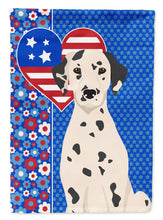 Load image into Gallery viewer, Dalmatian Patriotic Heart Garden Flag – Red, White &amp; Blue Dog Decor with Star Background