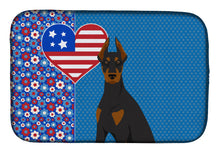 Load image into Gallery viewer, Black and Tan Doberman Pinscher USA American Dish Drying Mat – Absorbent, Artistic Kitchen Essentials