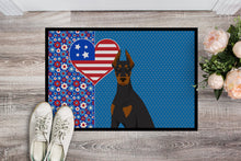 Load image into Gallery viewer, Black and Tan Doberman Pinscher USA American Doormat - 24x36 Decorative Floor Mat – Indoor/Outdoor Rug with Artistic Flair