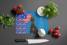 Load image into Gallery viewer, Black and Tan Doberman Pinscher USA American Glass Cutting Boards – Durable, Decorative Kitchen Art Large