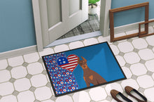 Load image into Gallery viewer, Red and Tan Doberman Pinscher USA American Doormat - 24x36 Decorative Floor Mat – Indoor/Outdoor Rug with Artistic Flair