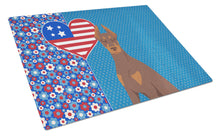 Load image into Gallery viewer, Red and Tan Doberman Pinscher USA American Glass Cutting Boards – Durable, Decorative Kitchen Art Large