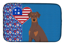 Load image into Gallery viewer, Natural Ear Red and Tan Doberman Pinscher USA American Dish Drying Mat – Absorbent, Artistic Kitchen Essentials