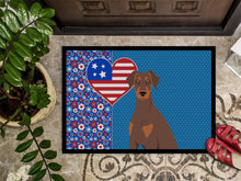 Load image into Gallery viewer, Natural Ear Red and Tan Doberman Pinscher USA American Doormat - 24x36 Decorative Floor Mat – Indoor/Outdoor Rug with Artistic Flair