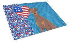 Load image into Gallery viewer, Natural Ear Red and Tan Doberman Pinscher USA American Glass Cutting Boards – Durable, Decorative Kitchen Art Large