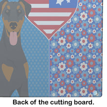 Load image into Gallery viewer, Natural Ear Black and Tan Doberman Pinscher USA American Glass Cutting Boards – Durable, Decorative Kitchen Art Large