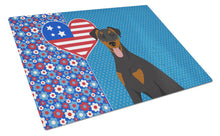 Load image into Gallery viewer, Natural Ear Black and Tan Doberman Pinscher USA American Glass Cutting Boards – Durable, Decorative Kitchen Art Large