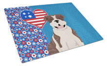 Load image into Gallery viewer, Brindle English Bulldog USA American Glass Cutting Boards – Durable, Decorative Kitchen Art Large