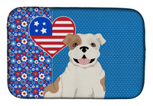Load image into Gallery viewer, Piebald English Bulldog USA American Dish Drying Mat – Absorbent, Artistic Kitchen Essentials