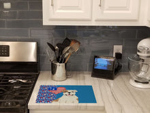 Load image into Gallery viewer, Piebald English Bulldog USA American Glass Cutting Boards – Durable, Decorative Kitchen Art Large