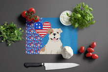Load image into Gallery viewer, Piebald English Bulldog USA American Glass Cutting Boards – Durable, Decorative Kitchen Art Large