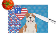Load image into Gallery viewer, Red English Bulldog USA American Glass Cutting Boards – Durable, Decorative Kitchen Art Large