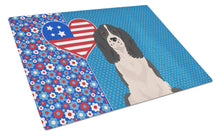 Load image into Gallery viewer, Black English Springer Spaniel USA American Glass Cutting Boards – Durable, Decorative Kitchen Art Large