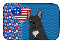 Load image into Gallery viewer, Black French Bulldog USA American Dish Drying Mat – Absorbent, Artistic Kitchen Essentials