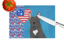 Load image into Gallery viewer, Black French Bulldog USA American Glass Cutting Boards – Durable, Decorative Kitchen Art Large