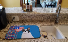 Load image into Gallery viewer, Black and White French Bulldog USA American Dish Drying Mat – Absorbent, Artistic Kitchen Essentials