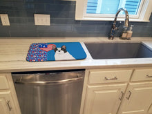 Load image into Gallery viewer, Black and White French Bulldog USA American Dish Drying Mat – Absorbent, Artistic Kitchen Essentials