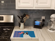 Load image into Gallery viewer, Black and White French Bulldog USA American Glass Cutting Boards – Durable, Decorative Kitchen Art Large