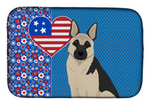 Load image into Gallery viewer, Black and Silver German Shepherd USA American Dish Drying Mat – Absorbent, Artistic Kitchen Essentials