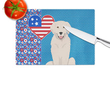 Load image into Gallery viewer, Cream Golden Retriever USA American Glass Cutting Boards – Durable, Decorative Kitchen Art Large