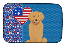 Load image into Gallery viewer, Gold Golden Retriever USA American Dish Drying Mat – Absorbent, Artistic Kitchen Essentials