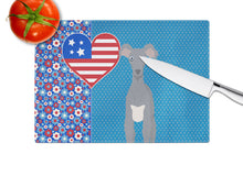 Load image into Gallery viewer, Gray Italian Greyhound USA American Glass Cutting Boards – Durable, Decorative Kitchen Art Large