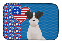 Load image into Gallery viewer, Black White Wirehair Jack Russell Terrier USA American Dish Drying Mat – Absorbent, Artistic Kitchen Essentials