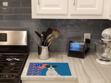 Load image into Gallery viewer, Black White Wirehair Jack Russell Terrier USA American Glass Cutting Boards – Durable, Decorative Kitchen Art Large