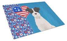 Load image into Gallery viewer, Black White Wirehair Jack Russell Terrier USA American Glass Cutting Boards – Durable, Decorative Kitchen Art Large