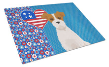 Load image into Gallery viewer, Brown White Wirehair Jack Russell Terrier USA American Glass Cutting Boards – Durable, Decorative Kitchen Art Large