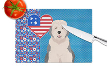 Load image into Gallery viewer, Old English Sheepdog USA American Glass Cutting Boards – Durable, Decorative Kitchen Art Large