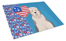 Load image into Gallery viewer, Old English Sheepdog USA American Glass Cutting Boards – Durable, Decorative Kitchen Art Large