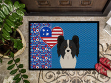 Load image into Gallery viewer, Black and White Papillon USA American Doormat - 24x36 Decorative Floor Mat – Indoor/Outdoor Rug with Artistic Flair