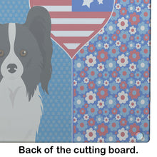 Load image into Gallery viewer, Black and White Papillon USA American Glass Cutting Boards – Durable, Decorative Kitchen Art Large