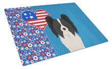 Load image into Gallery viewer, Black and White Papillon USA American Glass Cutting Boards – Durable, Decorative Kitchen Art Large