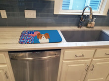 Load image into Gallery viewer, Red and White Papillon USA American Dish Drying Mat – Absorbent, Artistic Kitchen Essentials