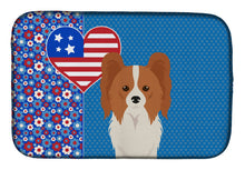 Load image into Gallery viewer, Red and White Papillon USA American Dish Drying Mat – Absorbent, Artistic Kitchen Essentials