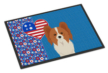 Load image into Gallery viewer, Red and White Papillon USA American Doormat - 24x36 Decorative Floor Mat – Indoor/Outdoor Rug with Artistic Flair