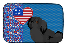 Load image into Gallery viewer, Black Pekingese USA American Dish Drying Mat – Absorbent, Artistic Kitchen Essentials