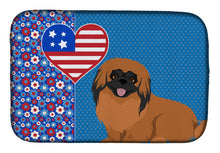 Load image into Gallery viewer, Red Pekingese USA American Dish Drying Mat – Absorbent, Artistic Kitchen Essentials