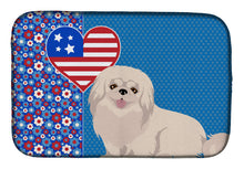 Load image into Gallery viewer, White Pekingese USA American Dish Drying Mat – Absorbent, Artistic Kitchen Essentials