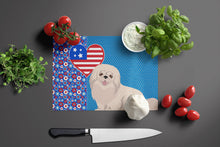 Load image into Gallery viewer, White Pekingese USA American Glass Cutting Boards – Durable, Decorative Kitchen Art Large