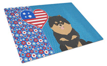 Load image into Gallery viewer, Black and Tan Pomeranian USA American Glass Cutting Boards – Durable, Decorative Kitchen Art Large