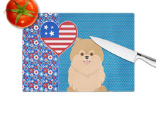 Load image into Gallery viewer, Orange Pomeranian USA American Glass Cutting Boards – Durable, Decorative Kitchen Art Large