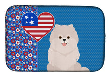 Load image into Gallery viewer, White Pomeranian USA American Dish Drying Mat – Absorbent, Artistic Kitchen Essentials